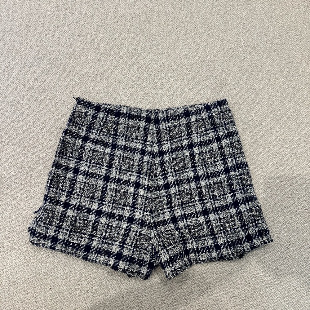 Zara plaid blue shorts